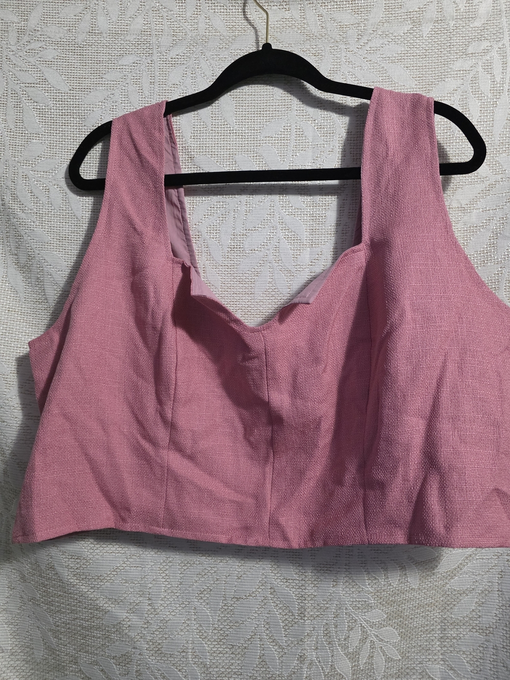 Cider Pink Textured Square-Neck Crop Top